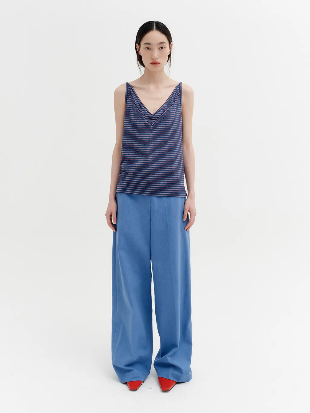 Embroidered Detail Pocket Pants - Blue