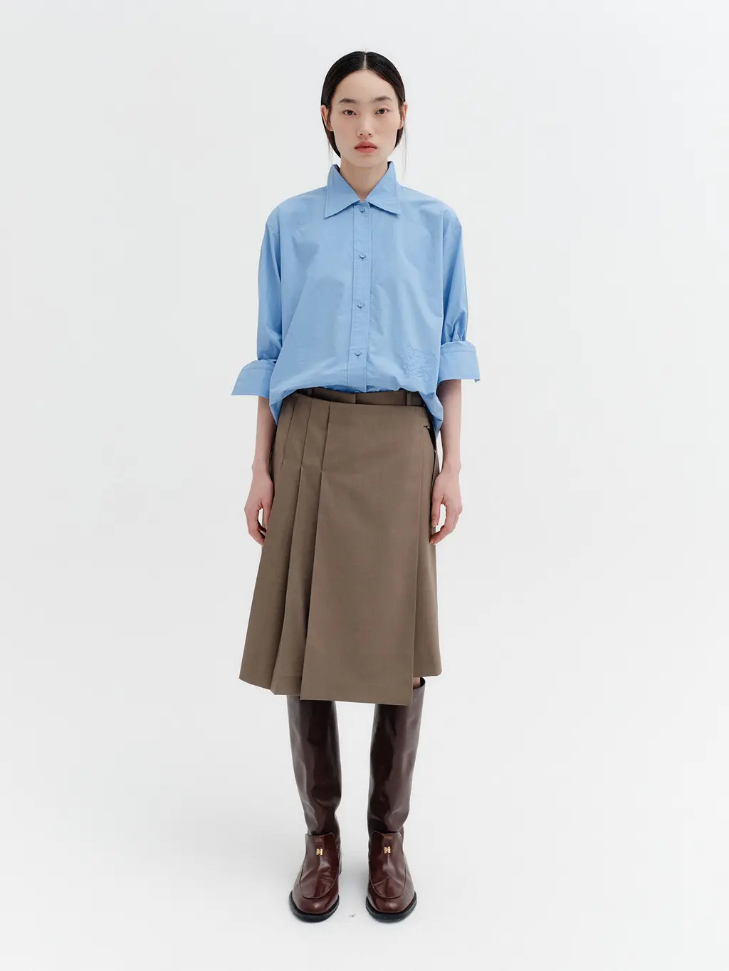 Front Pleated Convertible Shorts - Khaki