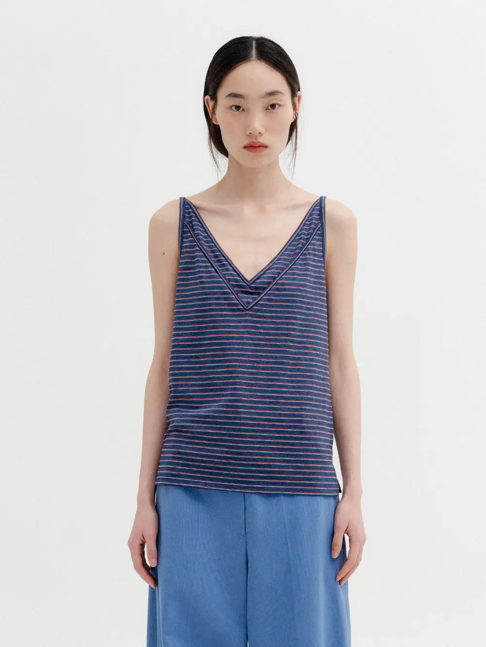 Double V-Neck Panel Sleeveless - Navy