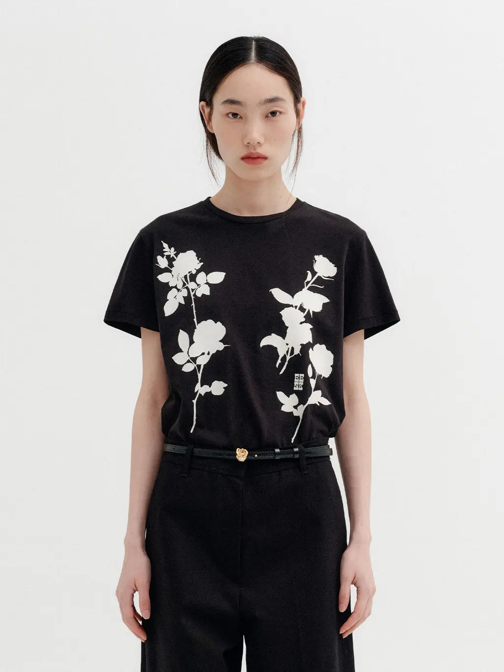 Front Rose Graphic T-Shirt - Black