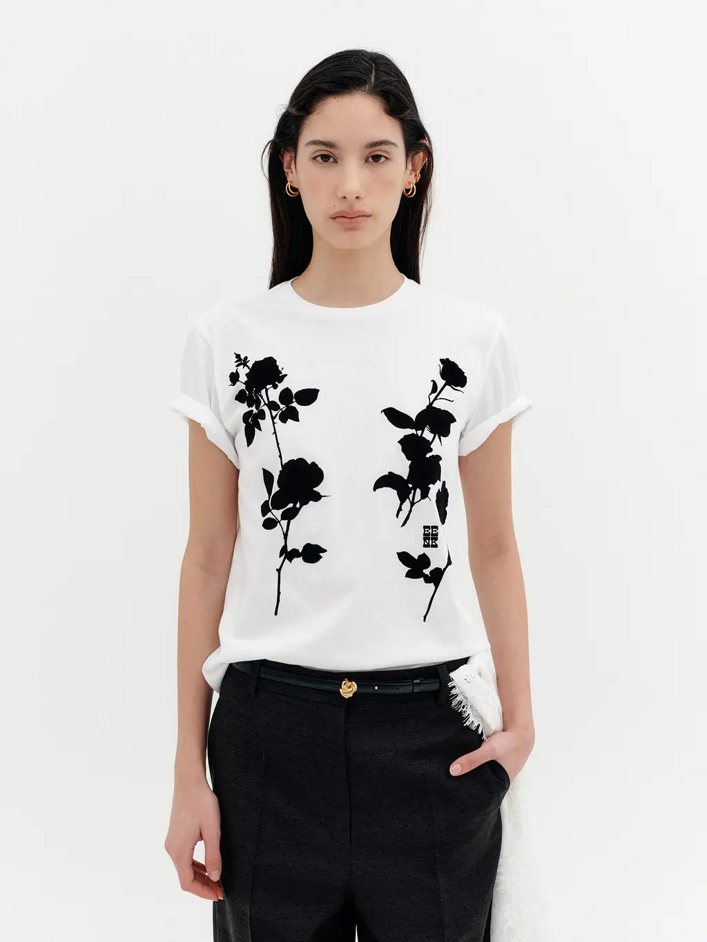 Front Rose Graphic T-Shirt - White