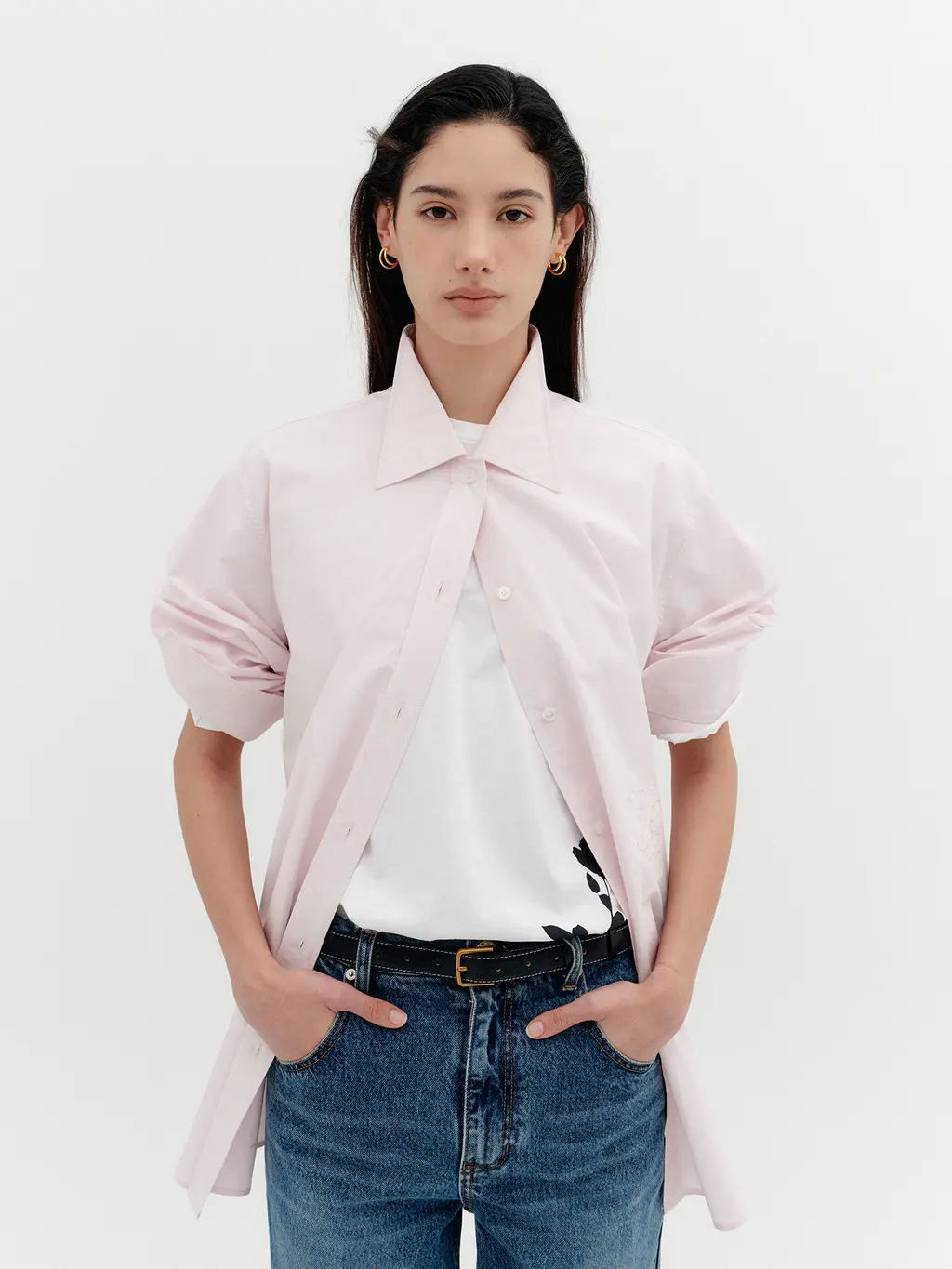 Classic Logo Embroidered Shirt - Light Pink