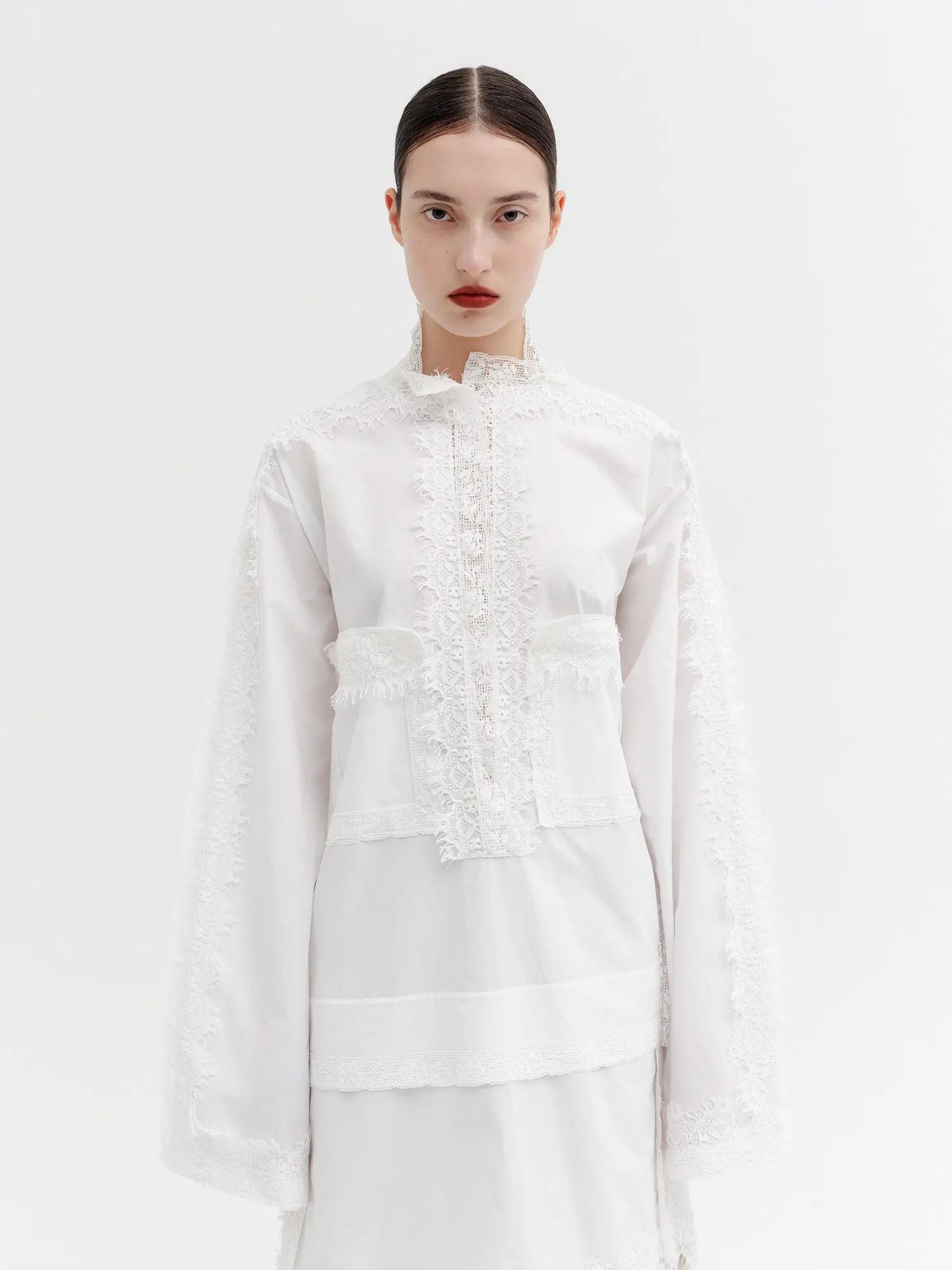 Lace Trim Detail Blouse - White