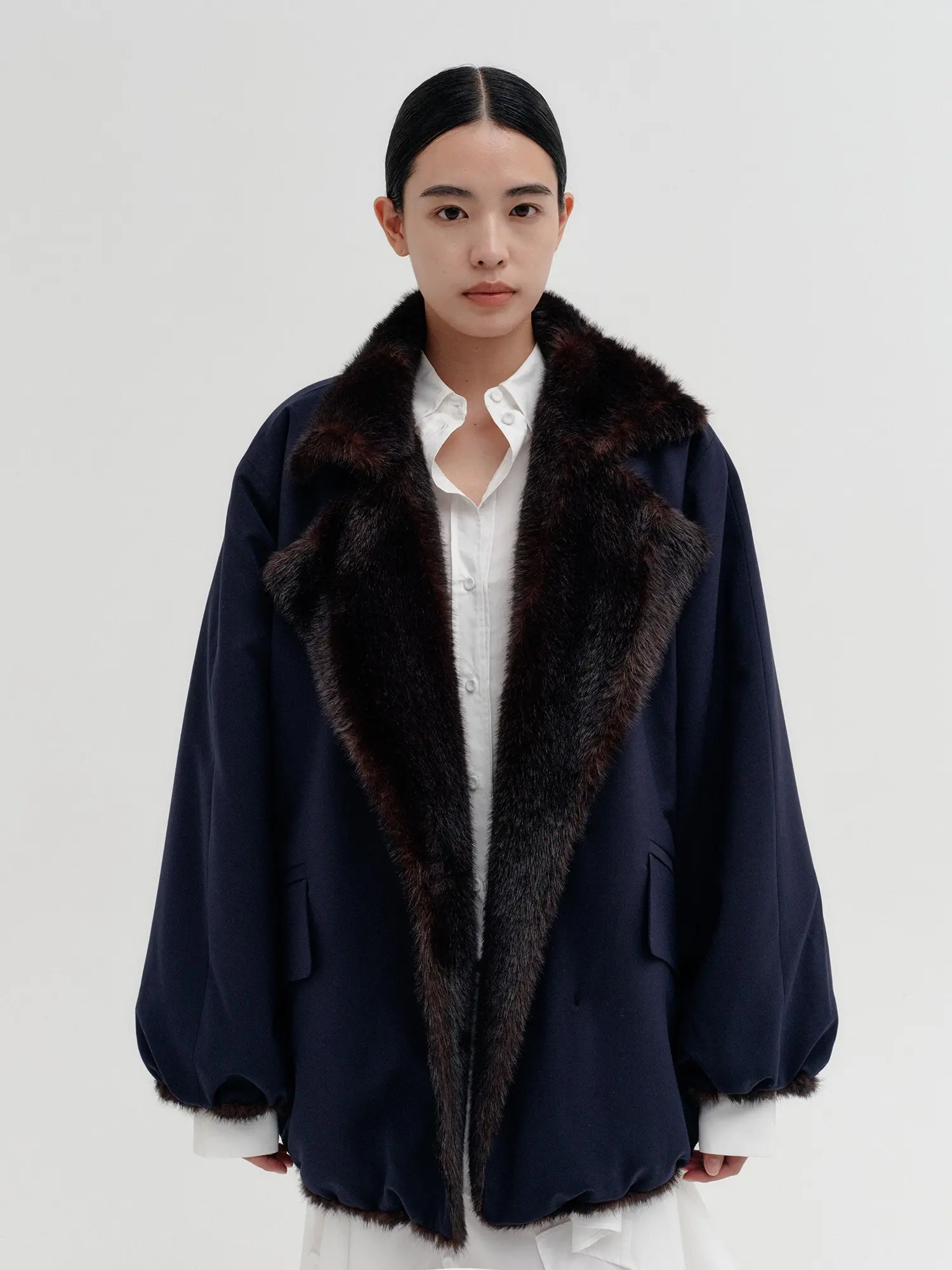 Reversible Volume Collar Jacket - Navy