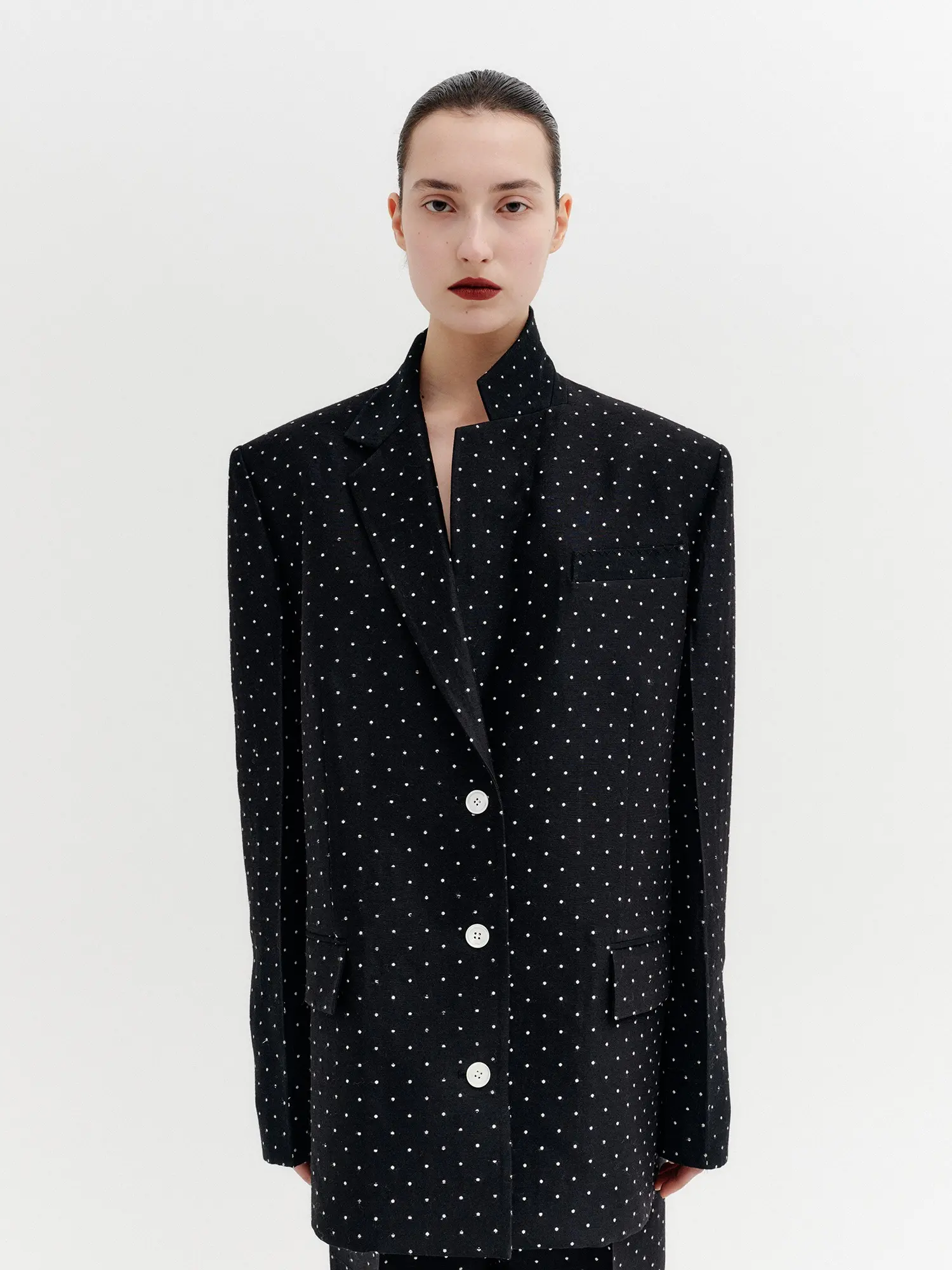 Polka Dot Single Jacket - Black