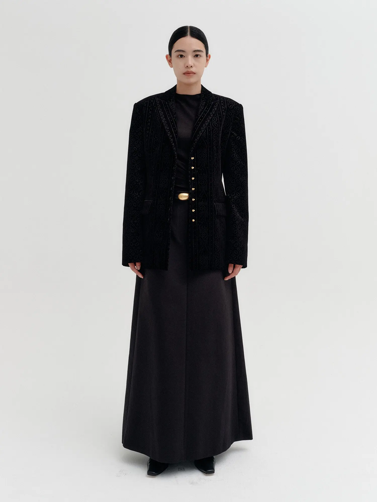 Drape Back A-Line Skirt - Black