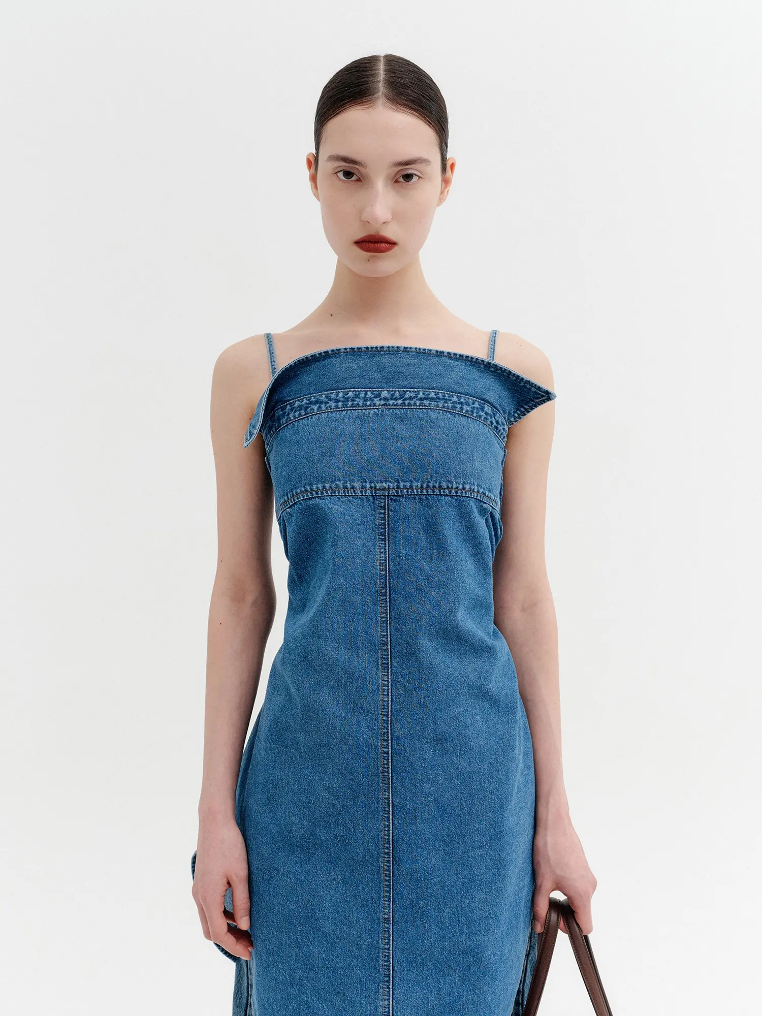 Panel Line Denim Top - Denim Blue