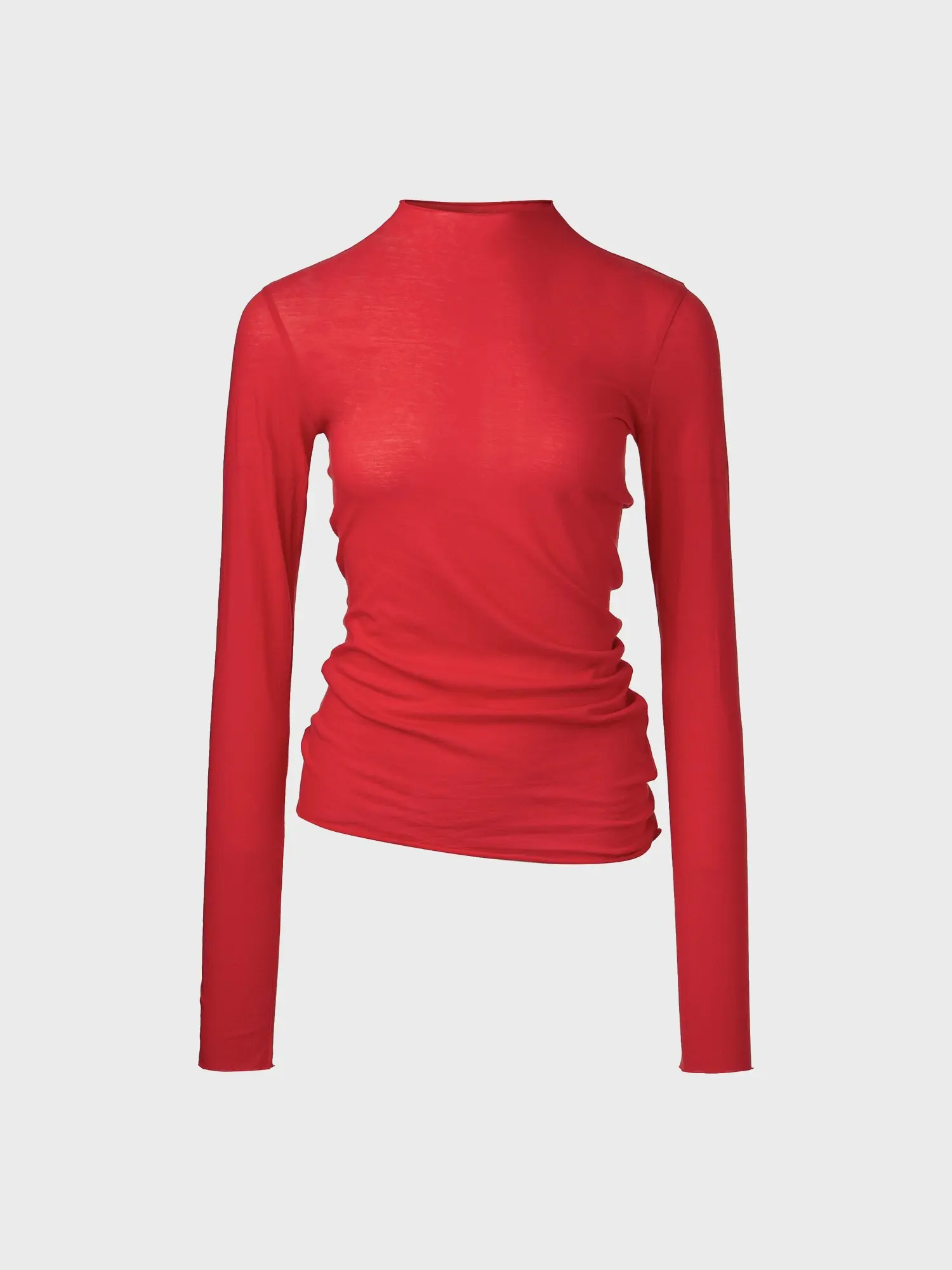 Unbalanced Twist Long Sleeve T-Shirt - Red