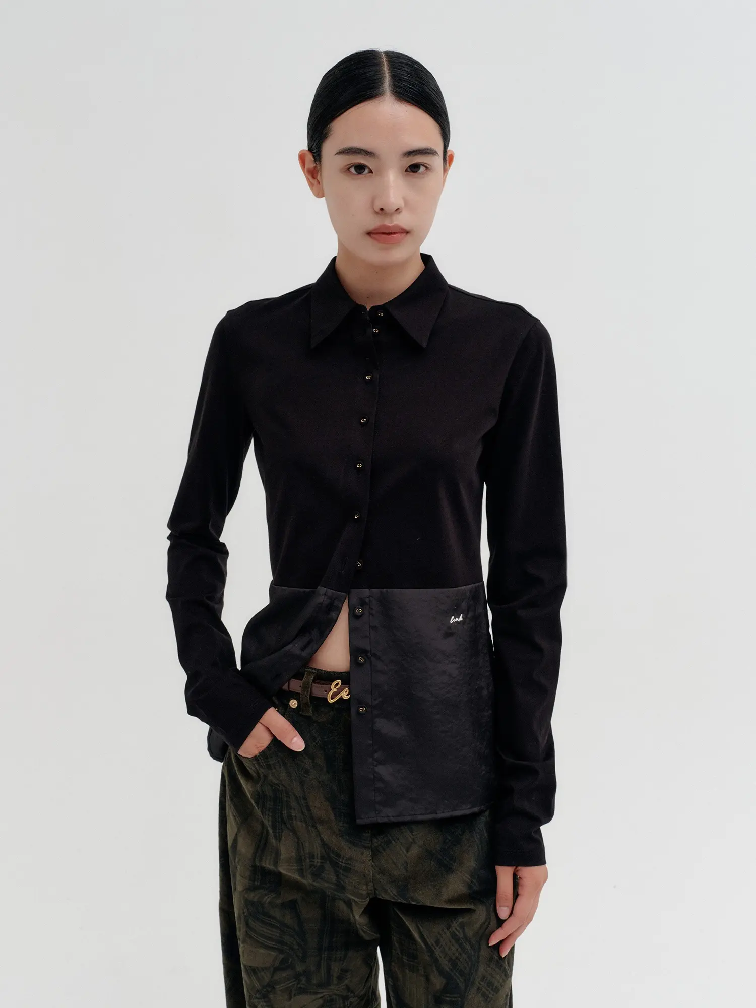 Embroidered Logo Classic Shirt - Black