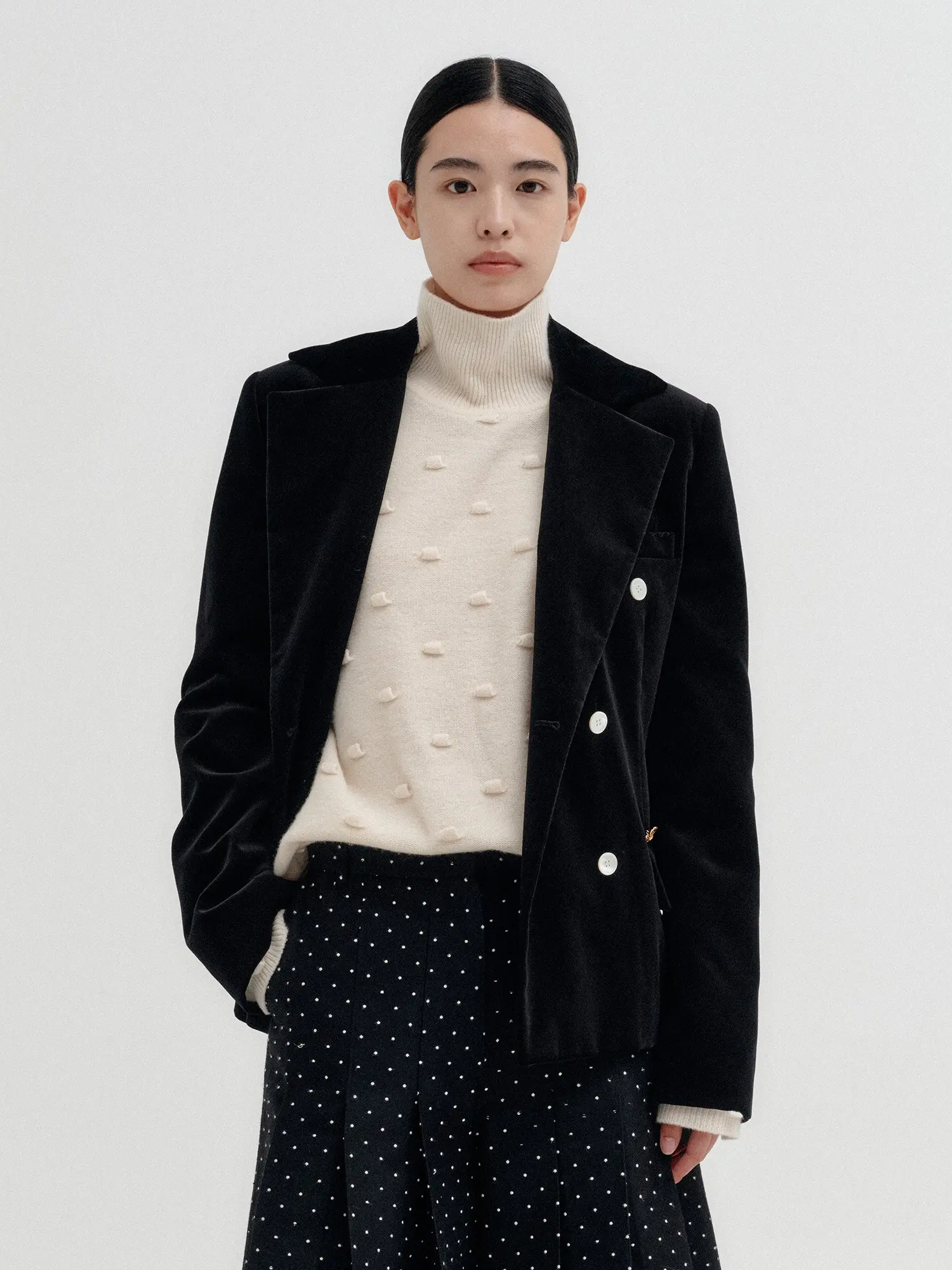 Rose Gold Double Breasted Jacket - Black
