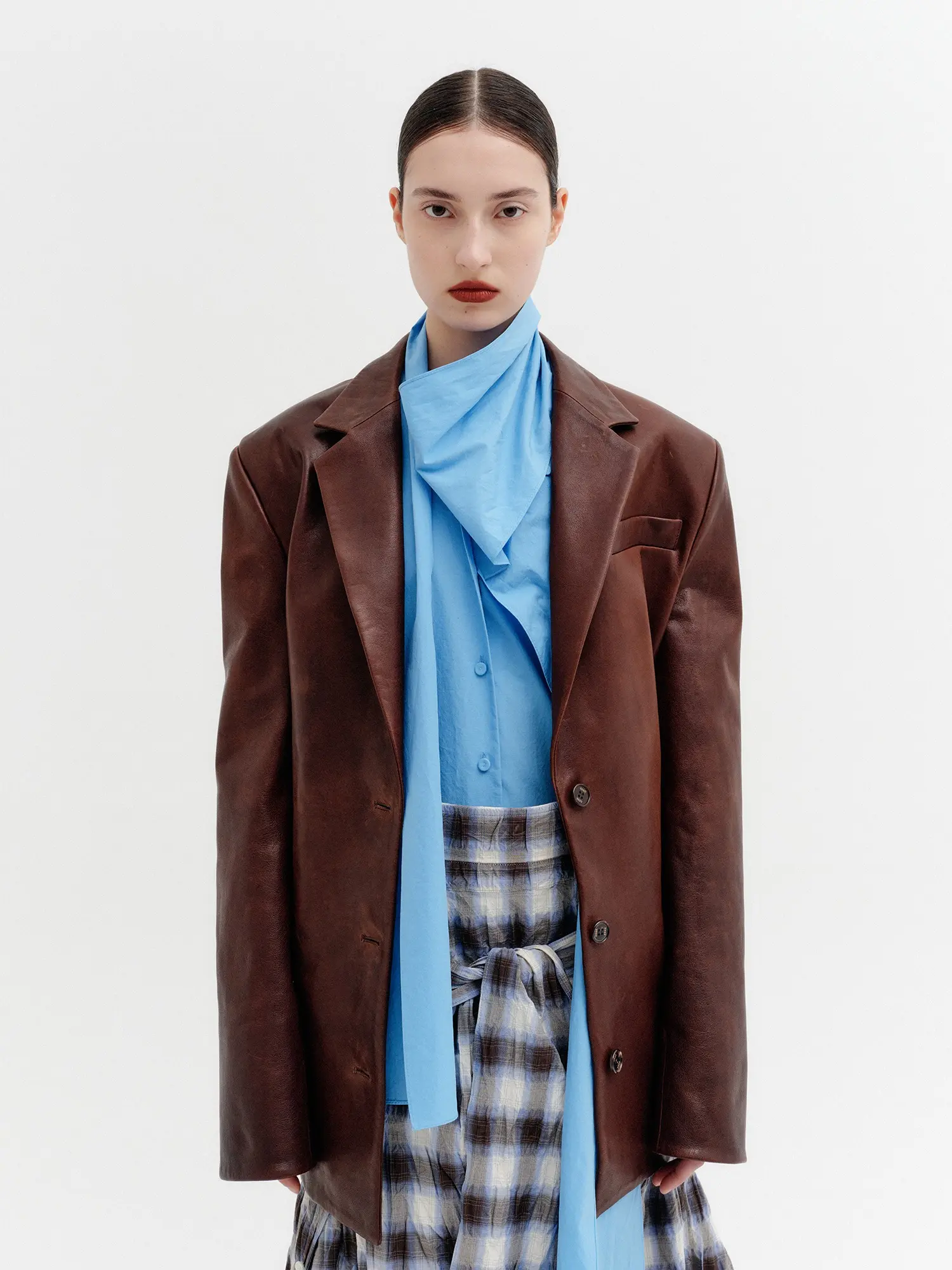 Classic Single Leather Jacket - Brown