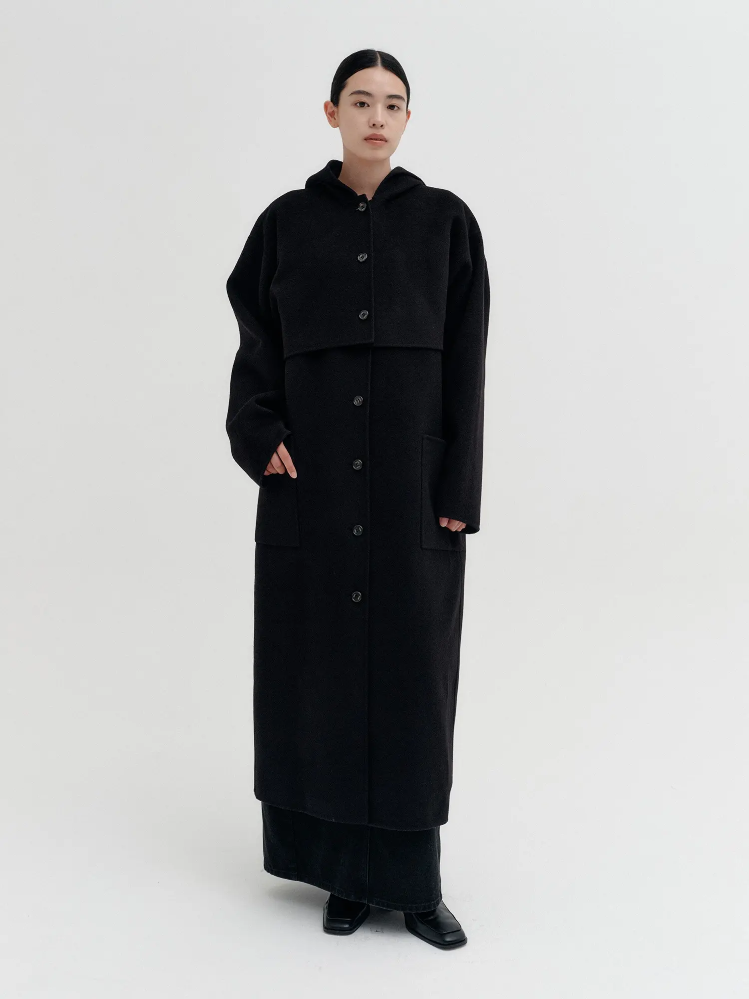 Handmade Hood Modular Bolero Coat - Black