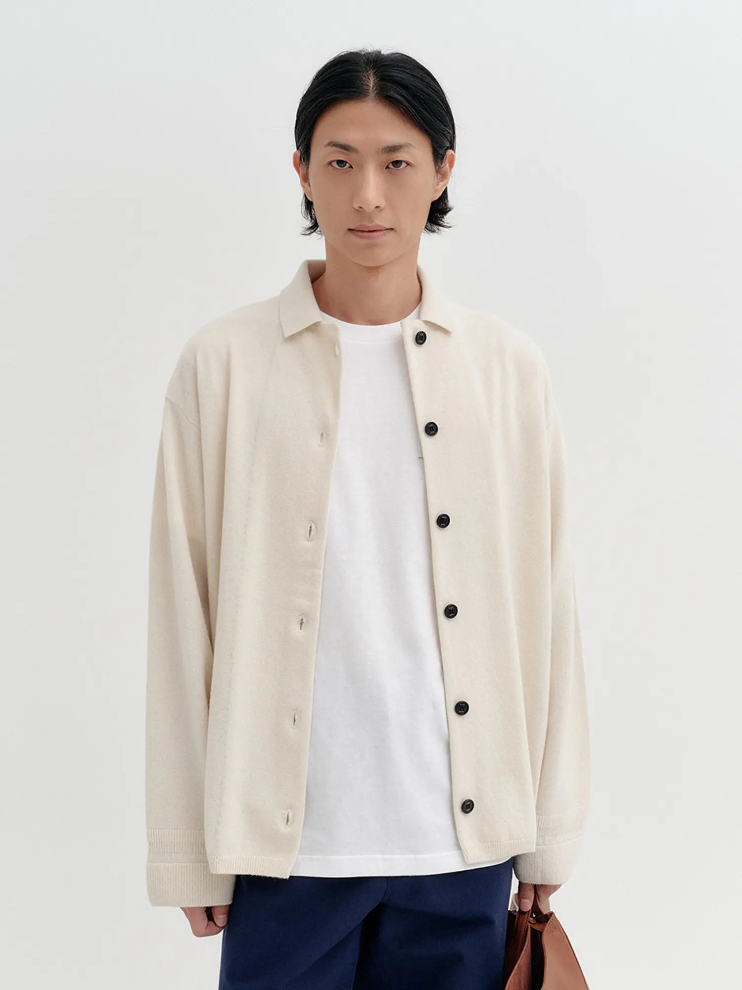 Back Lettering Knit Cardigan - Ivory
