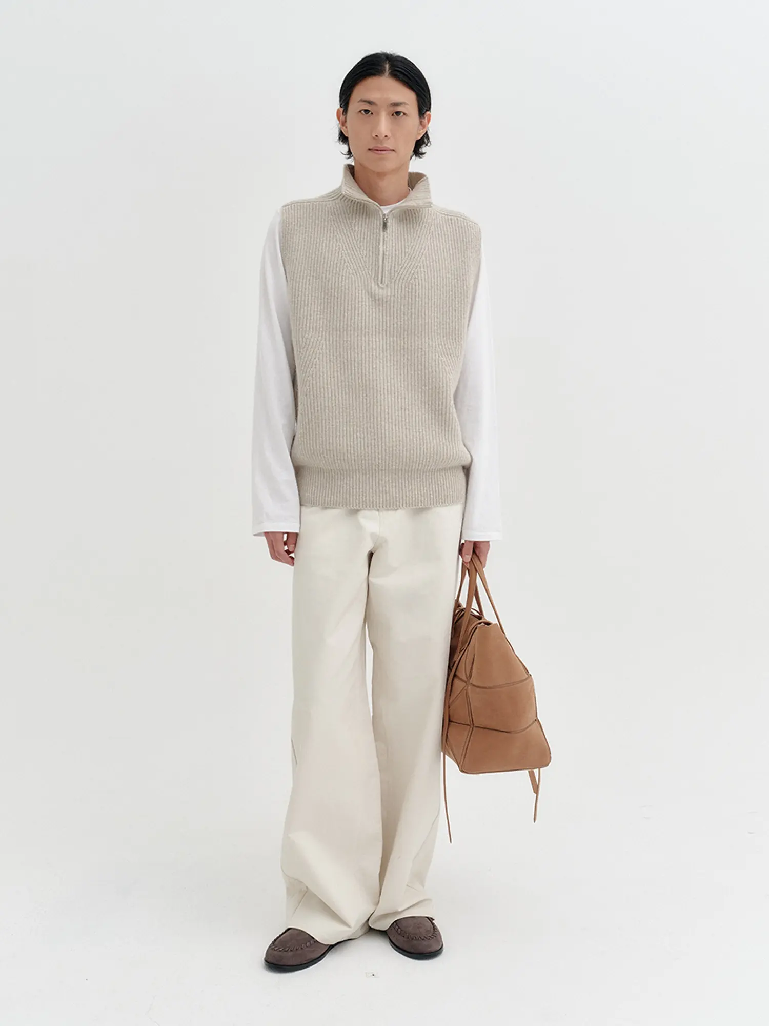 Curved Relaxed Pants - Ivory