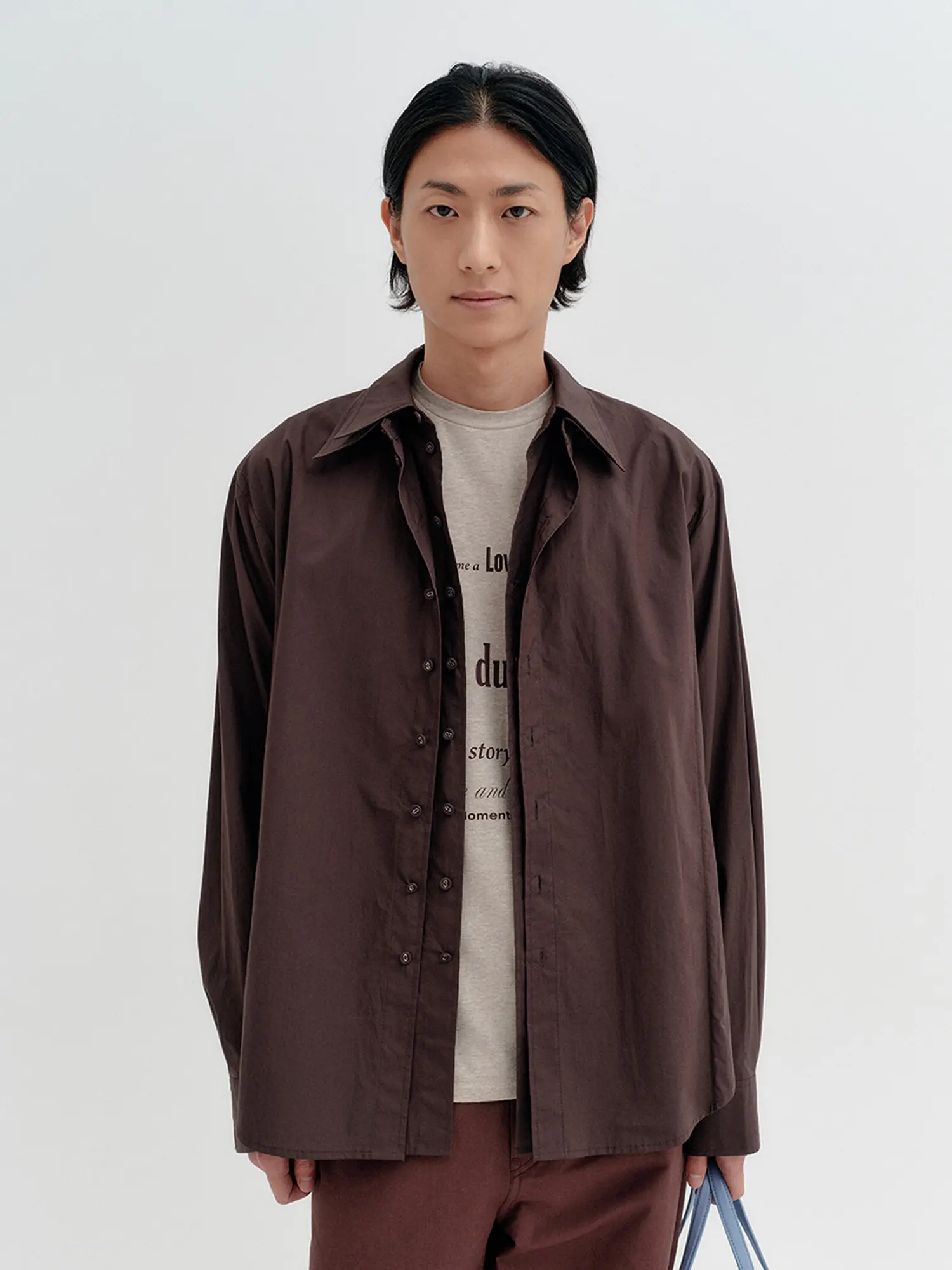 Double Layer Collar Shirt - Dark Brown