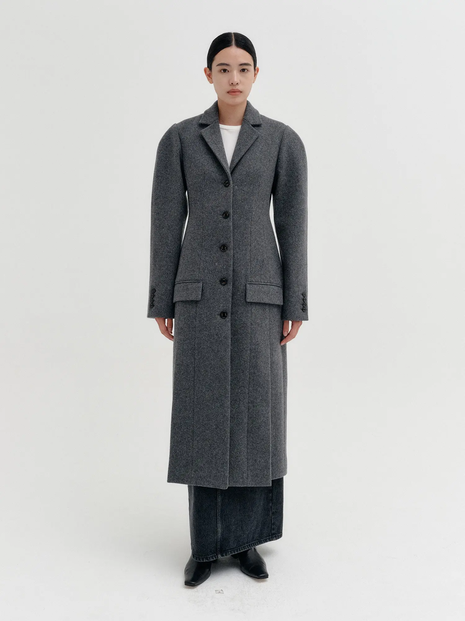 Handmade Hourglass Coat - Melange Grey
