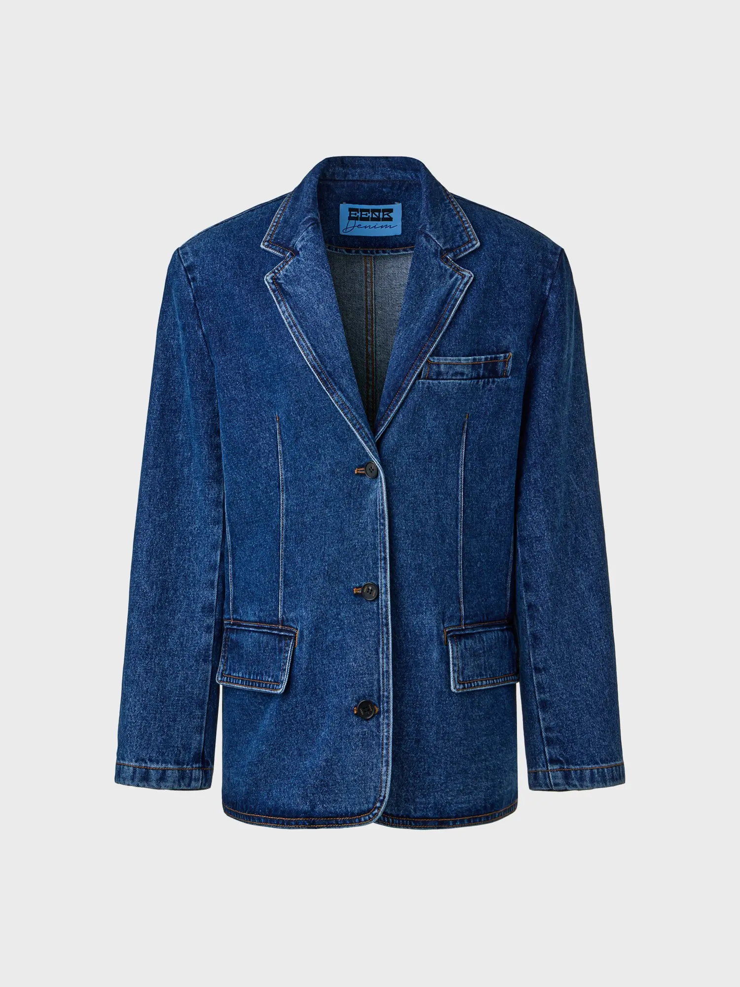 Denim Single Breasted Jacket - Denim Blue