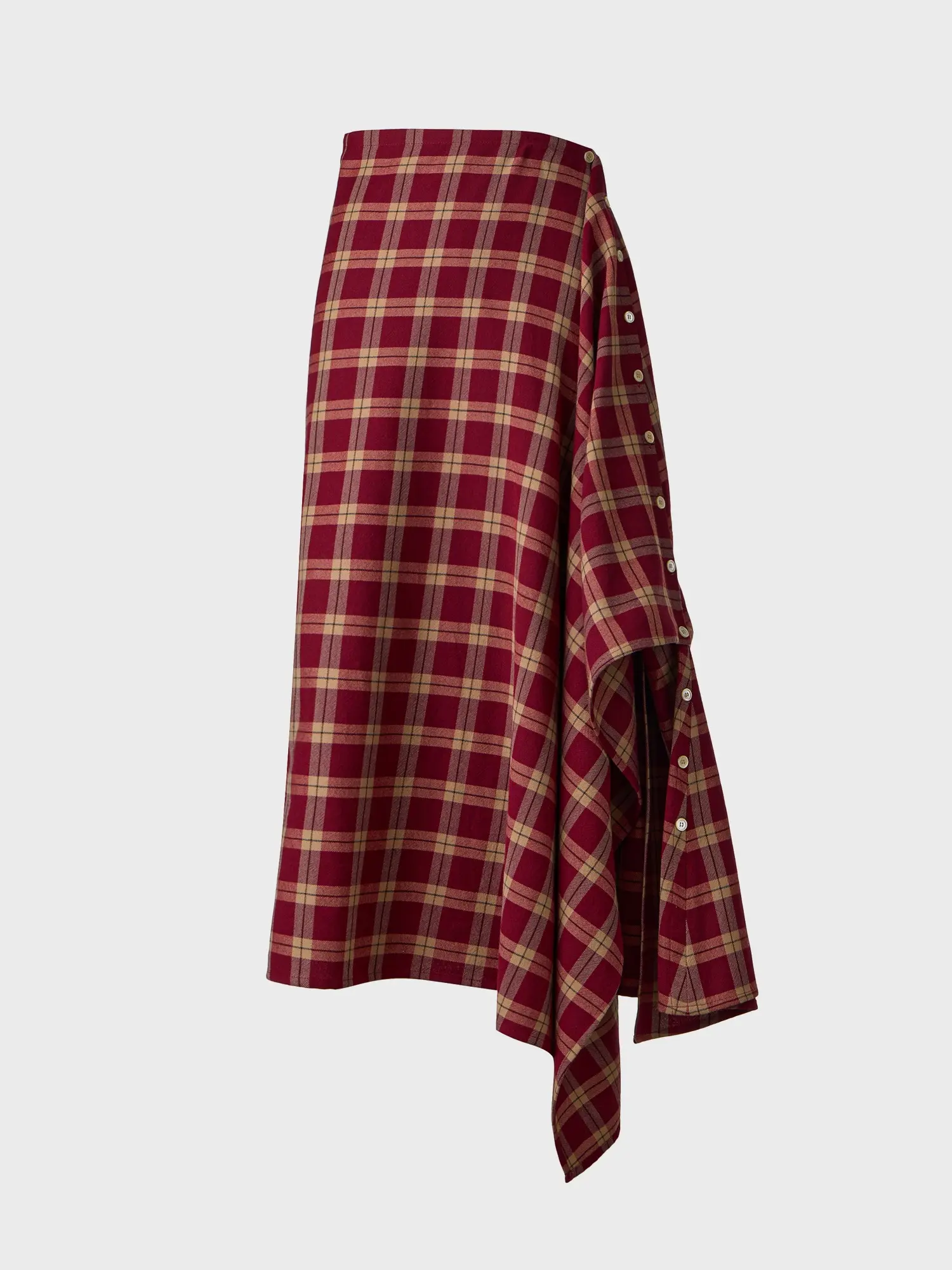 Side Button Convertible Skirt - Red
