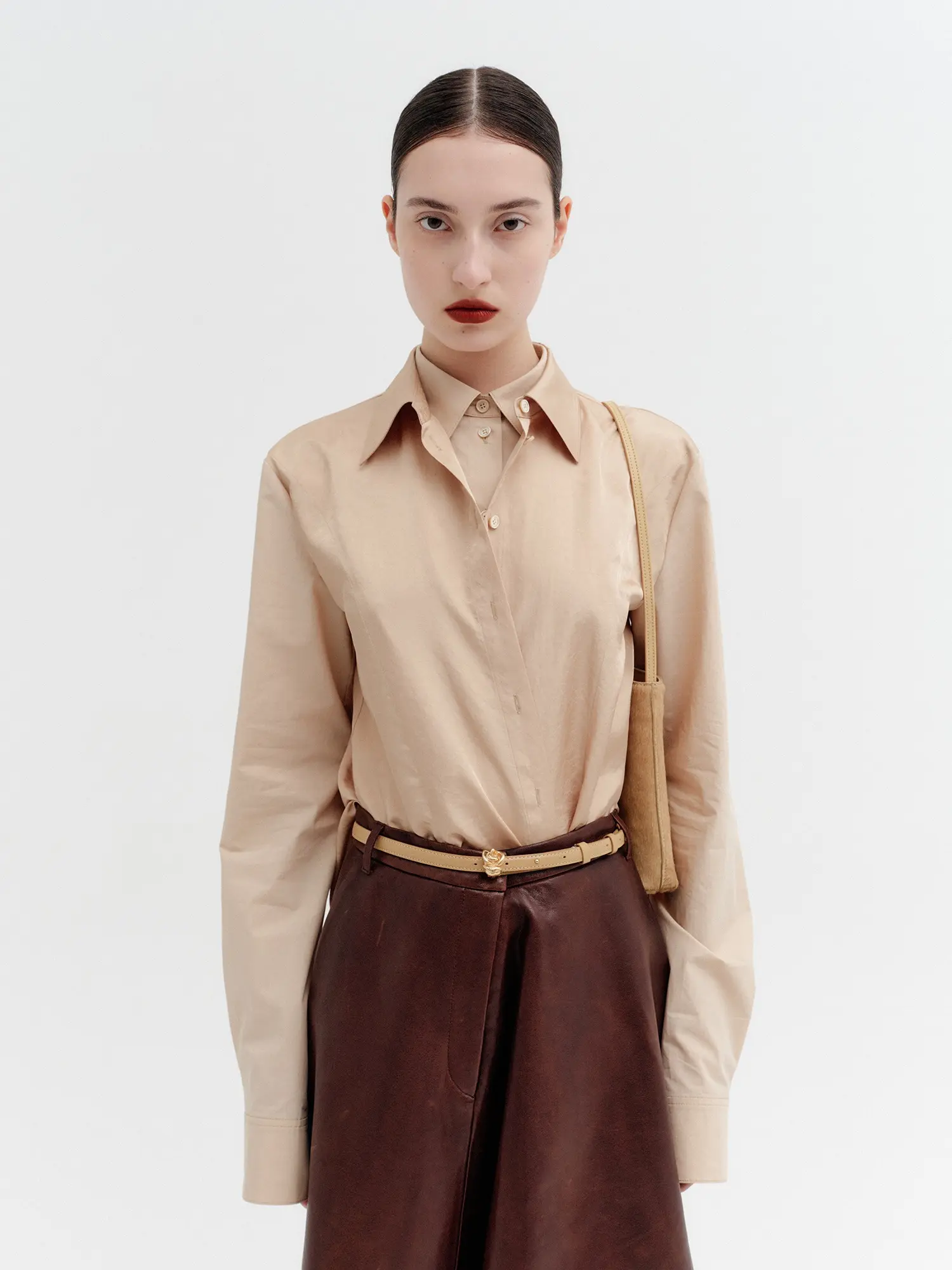 Double Layer Collar Shirt - Beige
