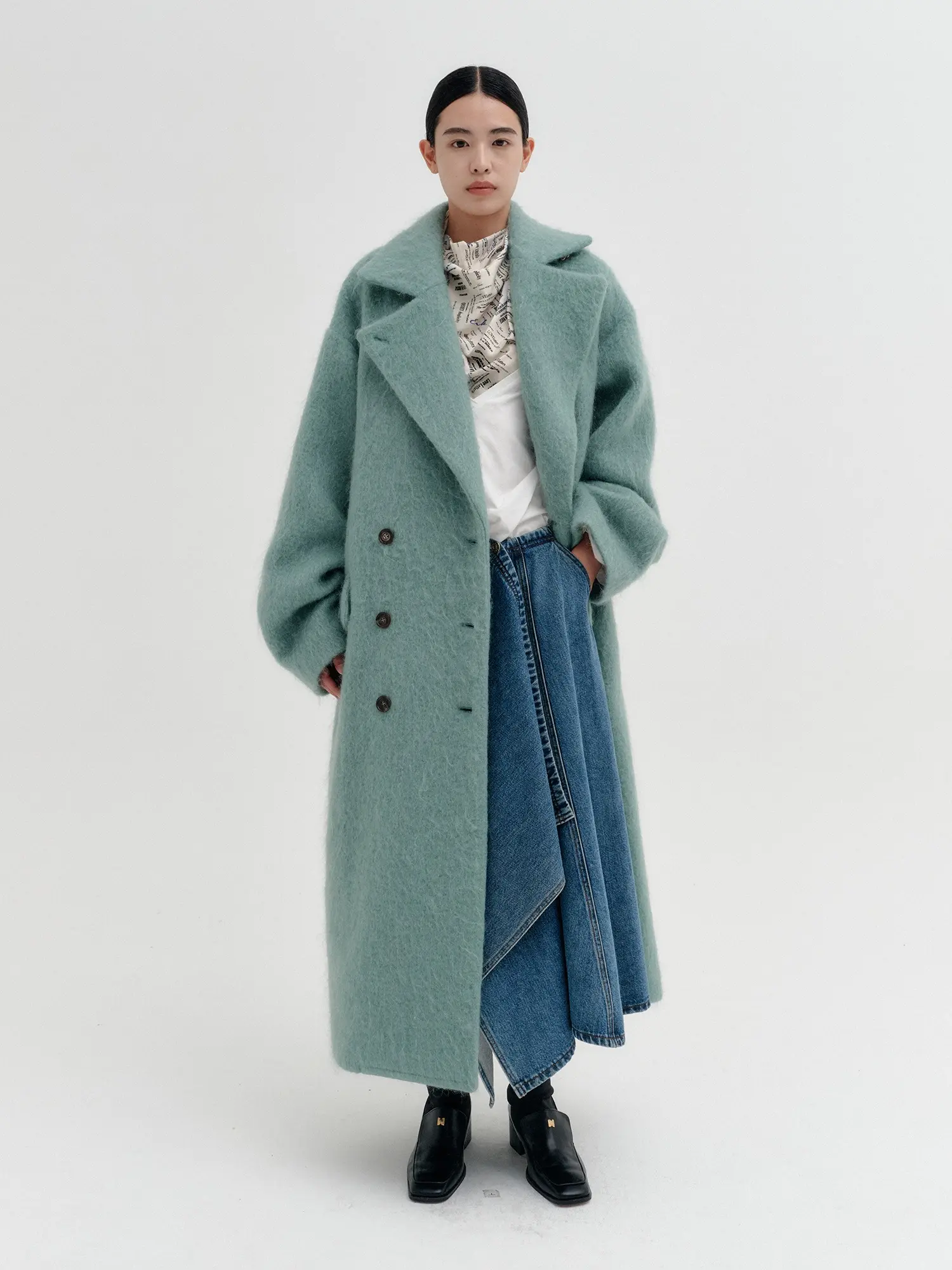 Volume Silhouette Double Coat - Mint