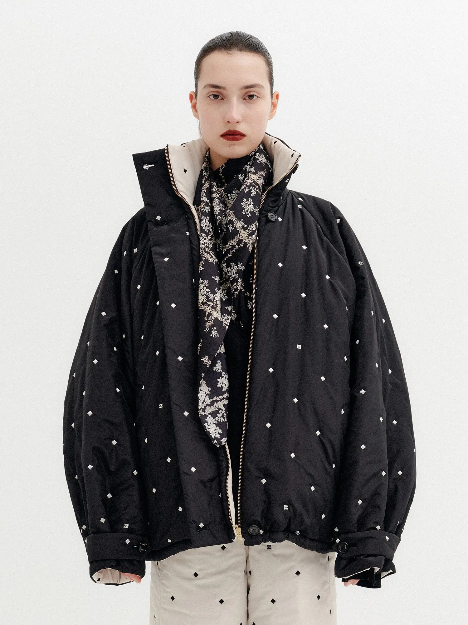 Dual Face Zip-Up Jacket - Black