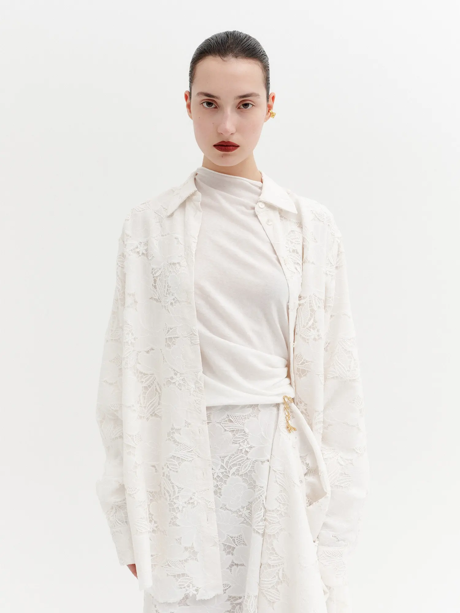 Convertible Button Detail Shirt - White