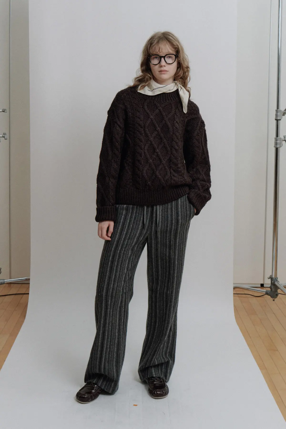 Stripe Wool Pants (Charcoal)