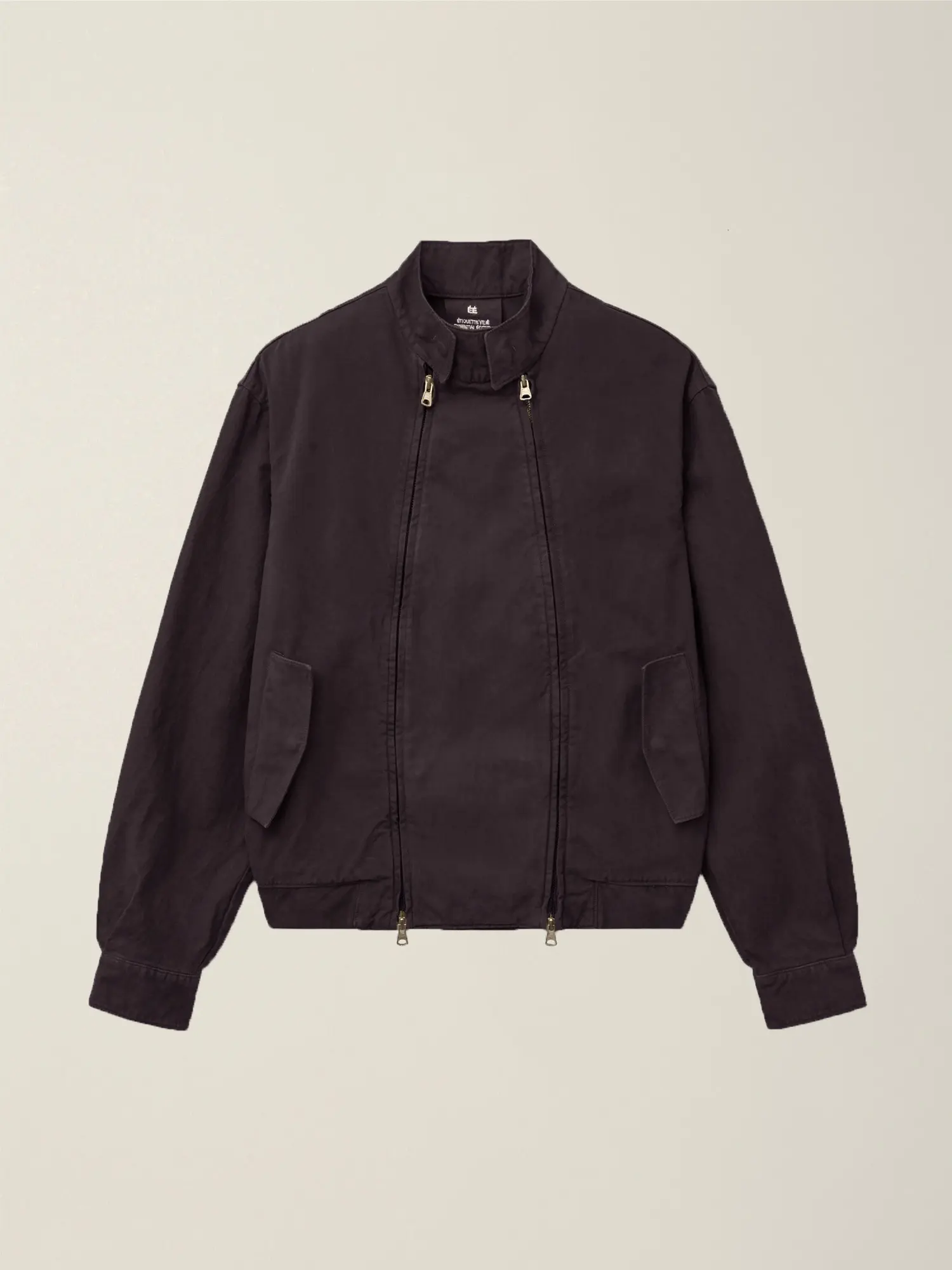 Garment Dyed Double Zip Harrington Jacket (Saddle Brown)