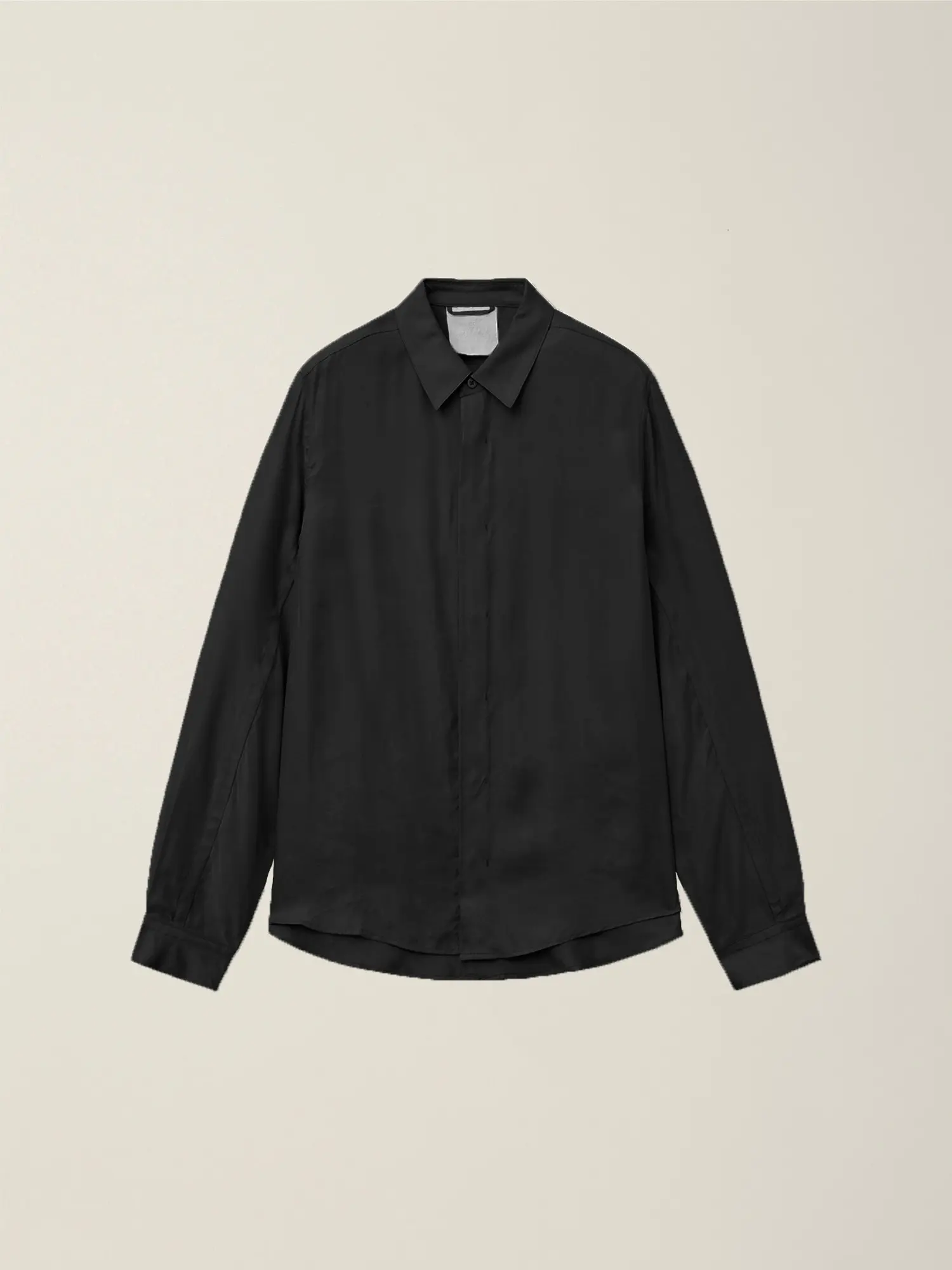 Men's Standard Collar Hand Dyed Cupra Shirt (Black)
