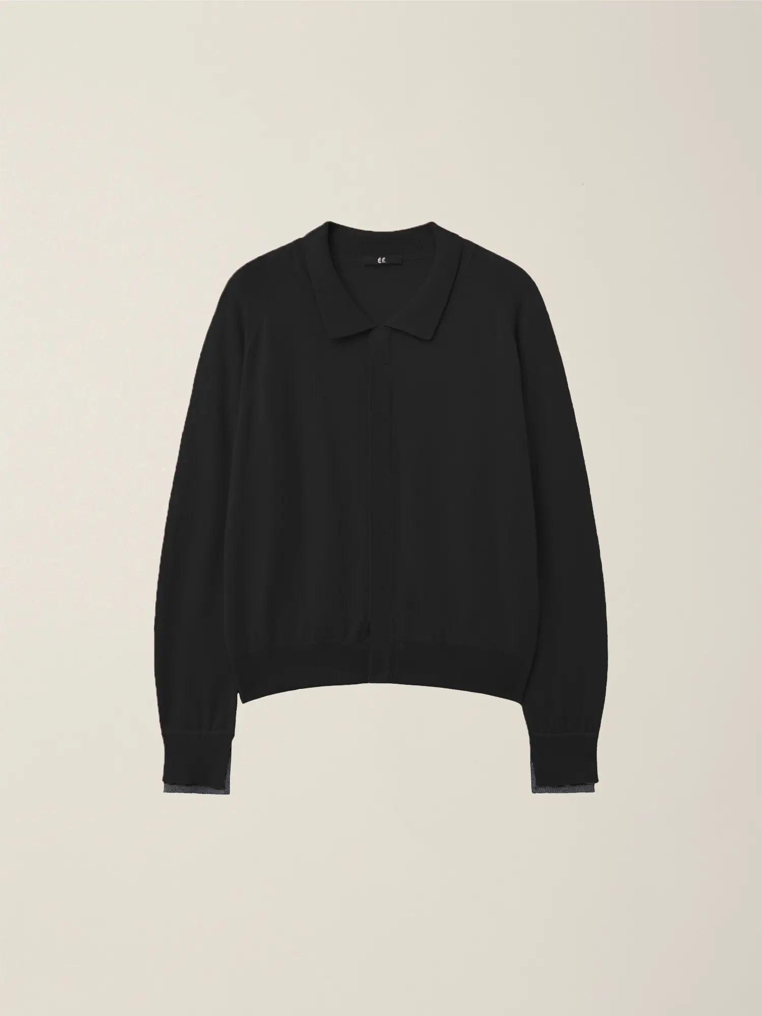 Layered Cuff Collar Knit Cardigan (Black)