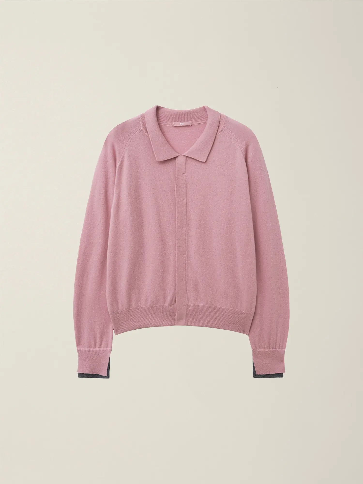 Layered Cuff Collar Knit Cardigan (Shell Pink)