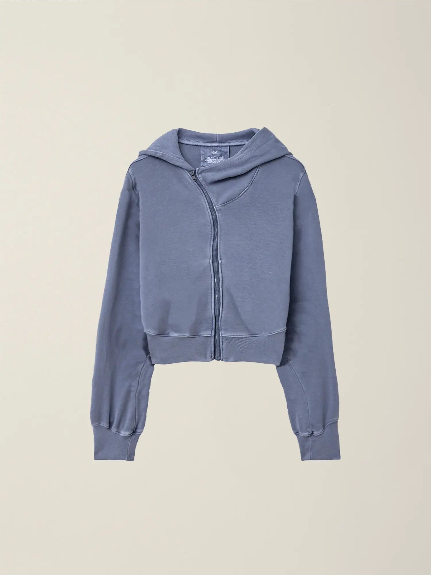 Women's Garment Dyed Curved Hooded Zip Jacket (Dusty Blue)