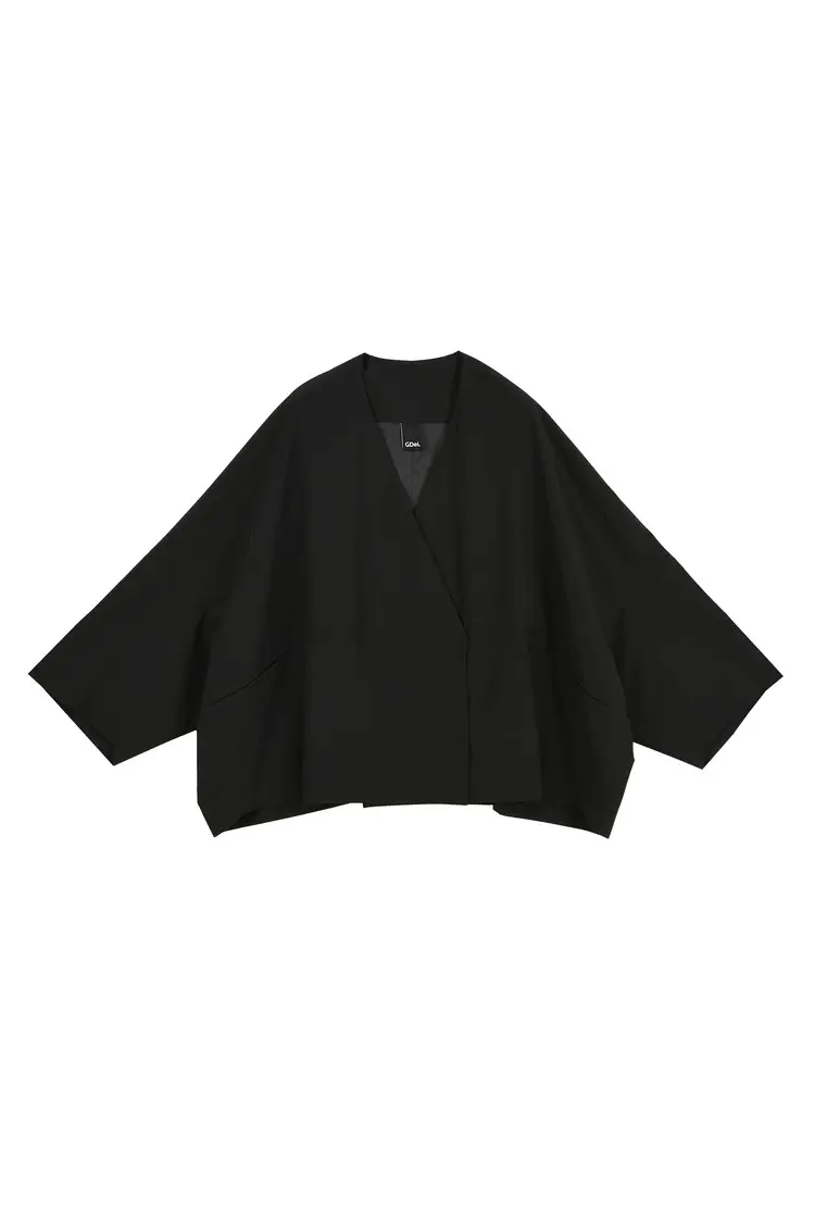 GDeL Recycled Collarless Wide Jacket (Black)