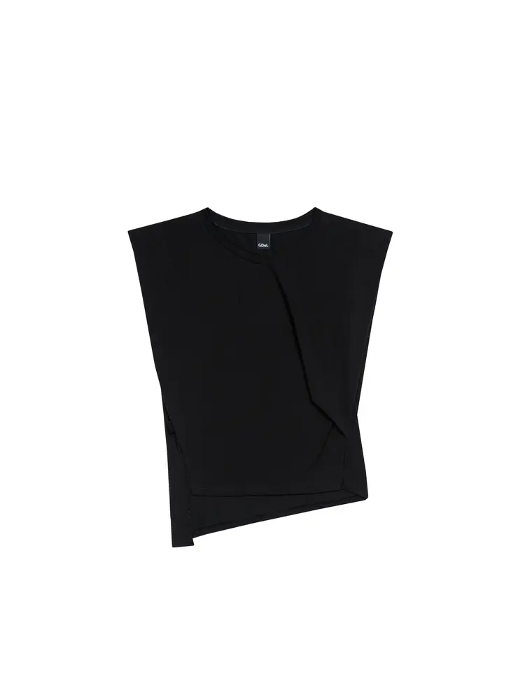 GDeL Recycled Boat V-Neck Sleeveless Top (Black)