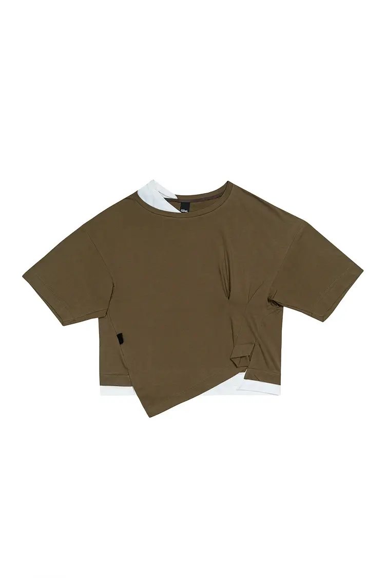 GDeL Recycled Asymmetrical Wide Top (Khaki)