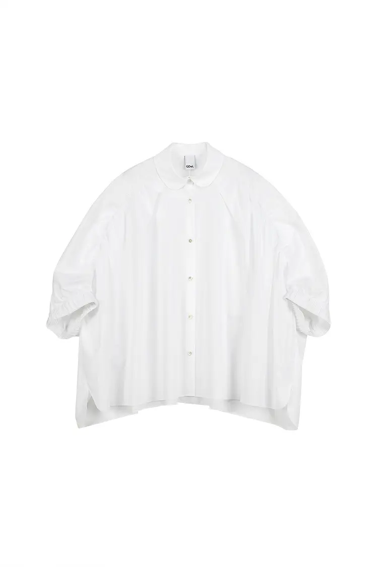 GDeL Shirring Detail Tent-Fit Shirt (White)