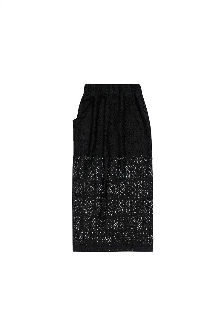 GDeL Square Pattern Lace Skirt (Black)