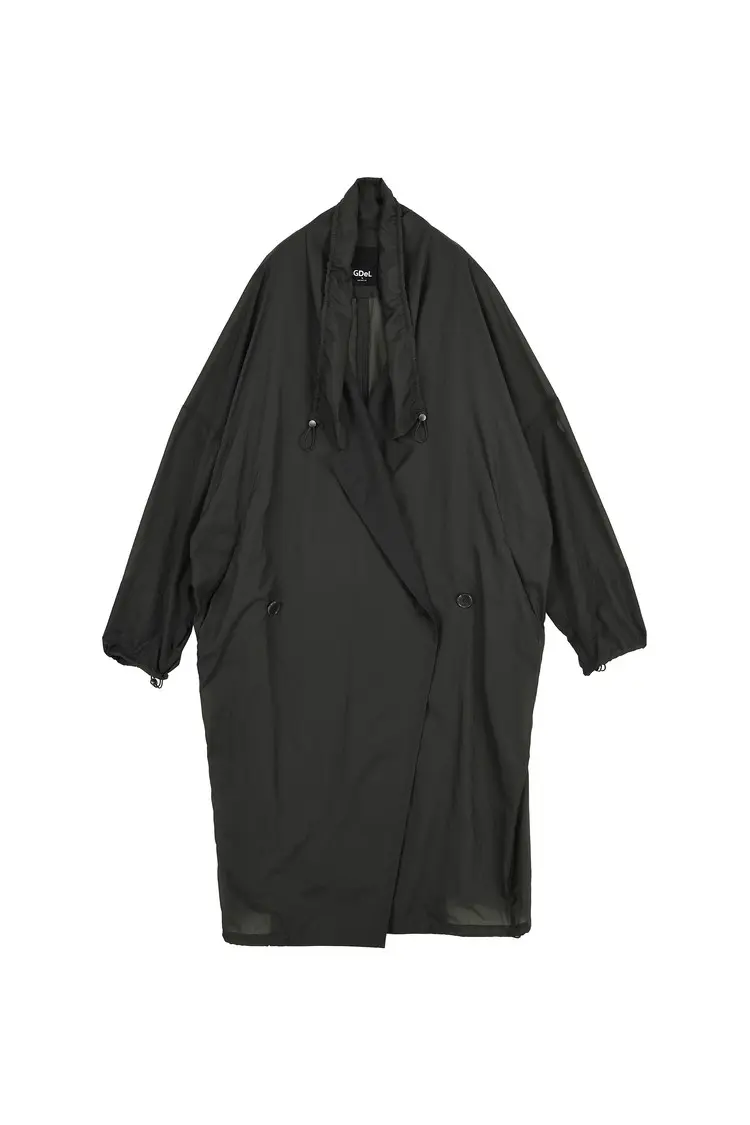 GDeL Recycled Ripstop Shirring Detail Coat (Dark Grey)