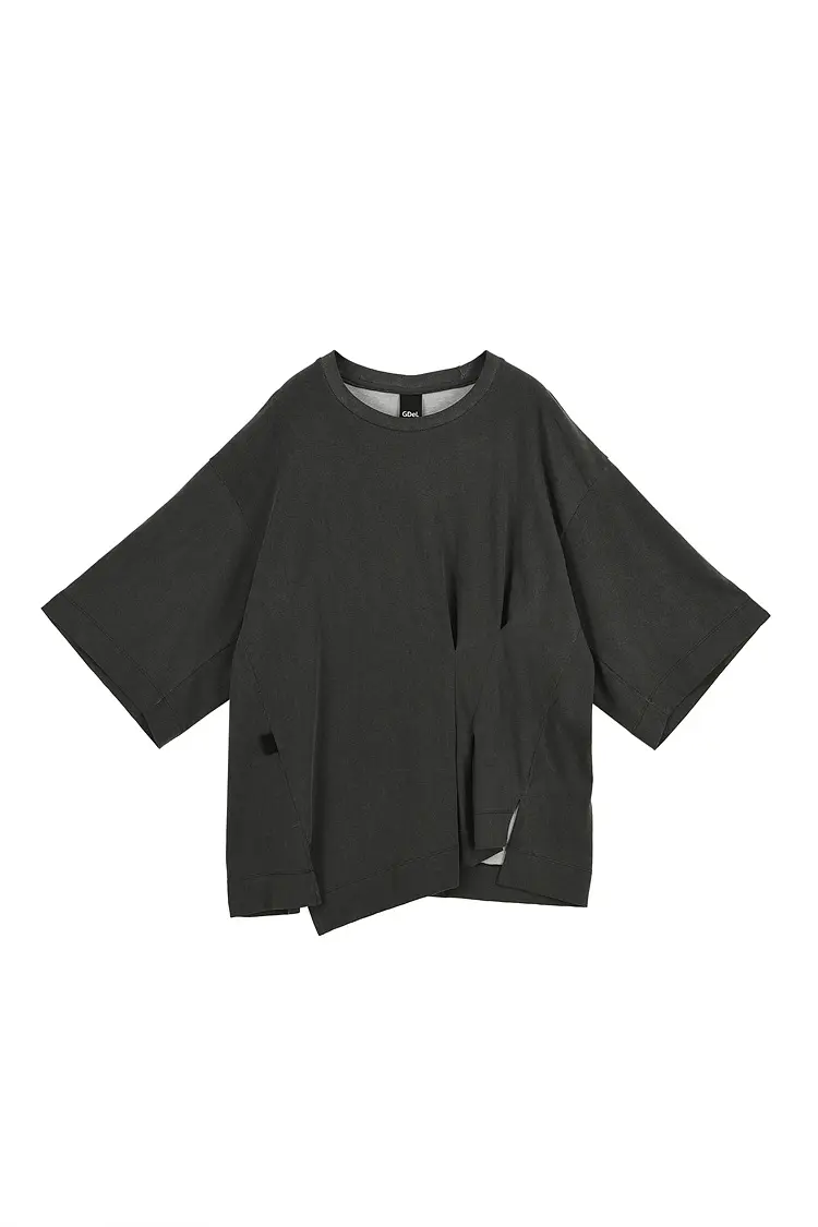GDeL Pigment Folded Detail Top (Dark Grey)