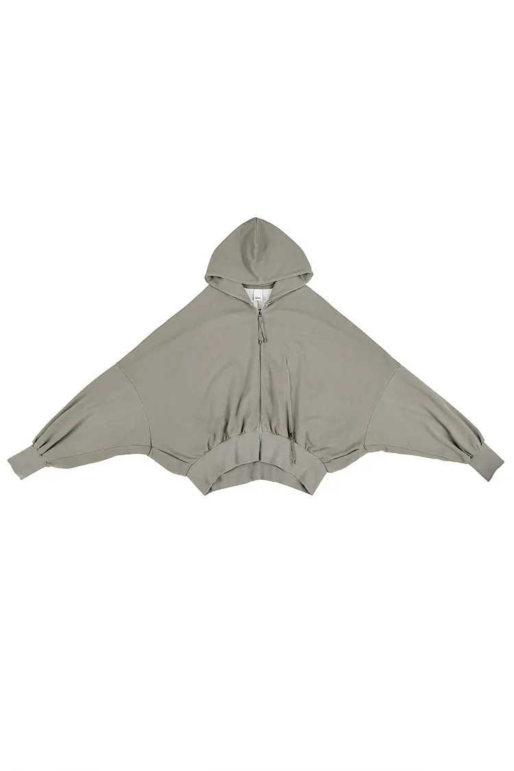 GDeL Pigment Asymmetric Zip-Up Hooded Cardigan (Light Grey)