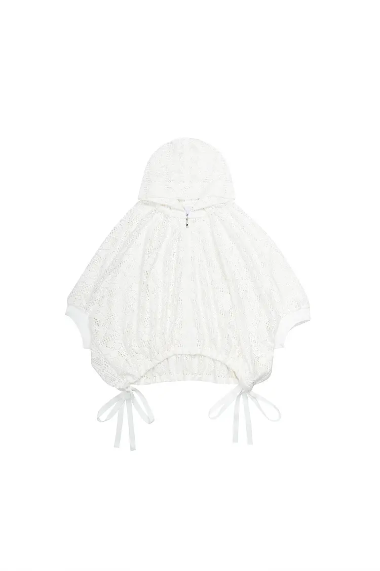 GDeL Diamond Pattern Lace Hooded Cardigan (White)