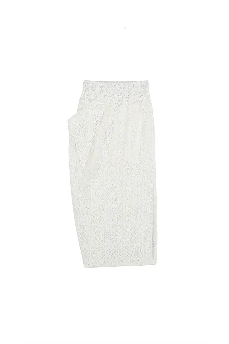 GDeL Square Pattern Lace Skirt (White)