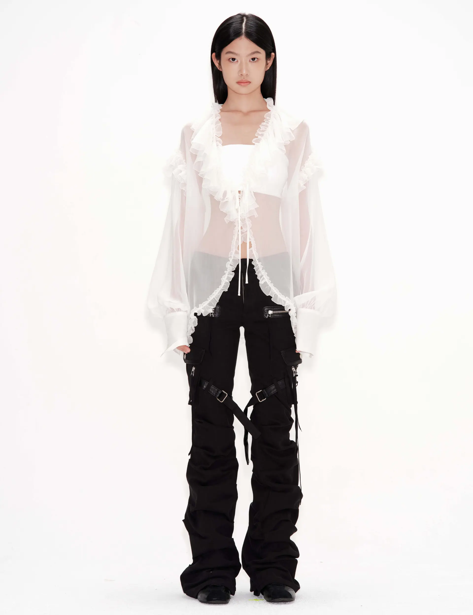 Silk Ruffle Shirt (Off White)