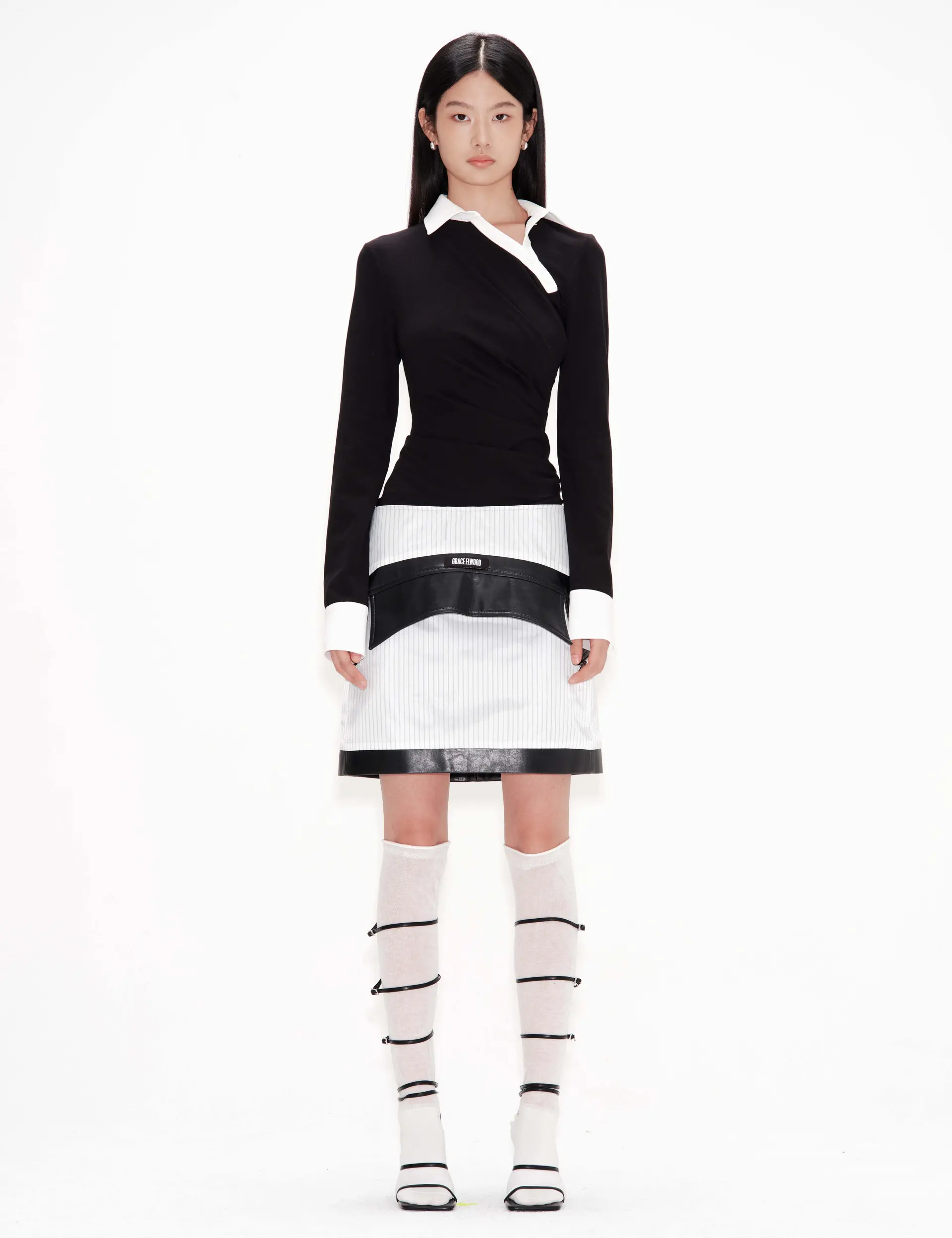 Twisted Collar Draped Jersey