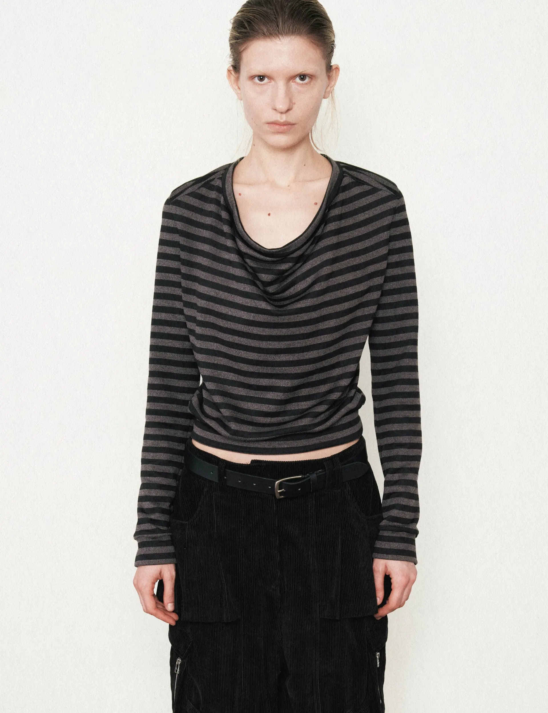 Cowl Neck Longsleeve (Stripe)