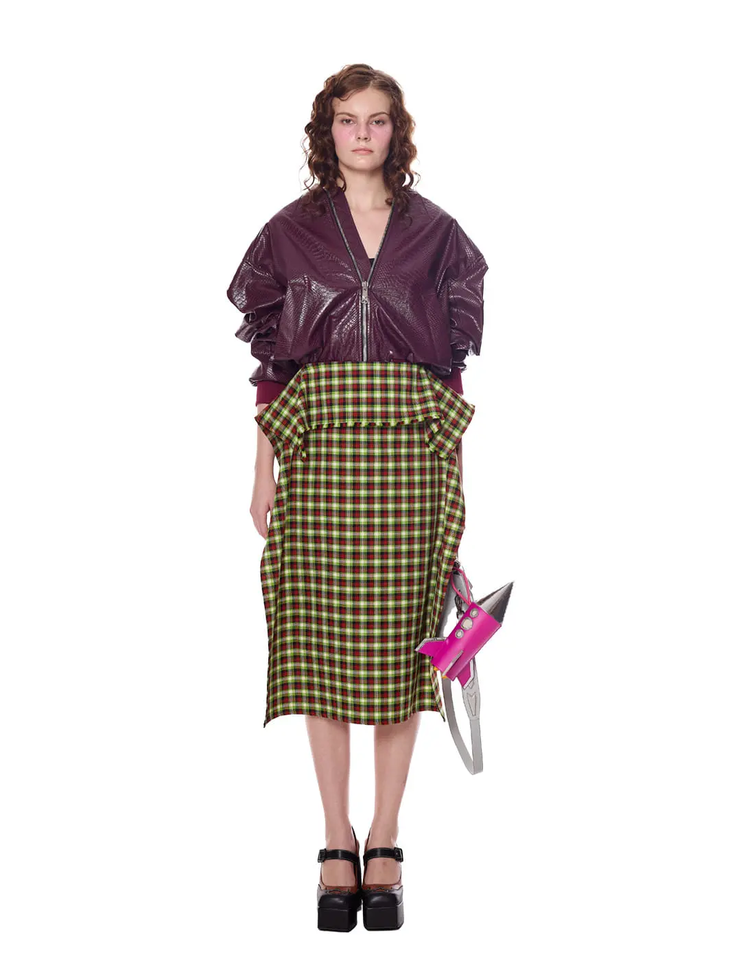 Check Pattern Folded Skirt