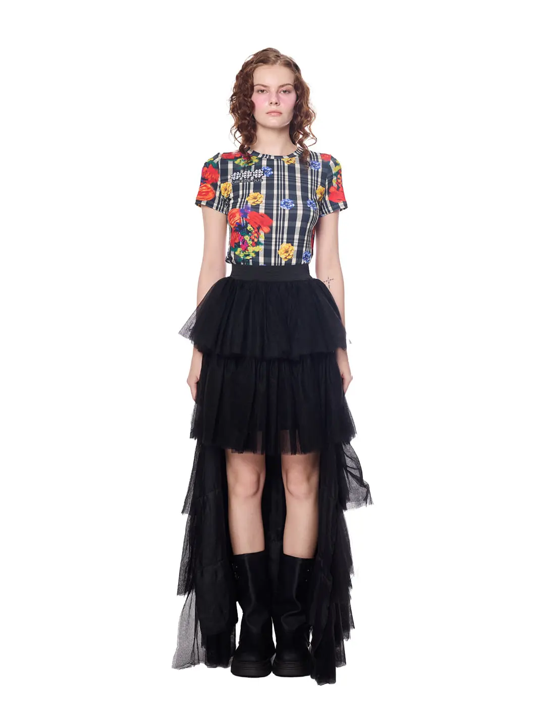 Lace Tiered Ruffle Long Skirt