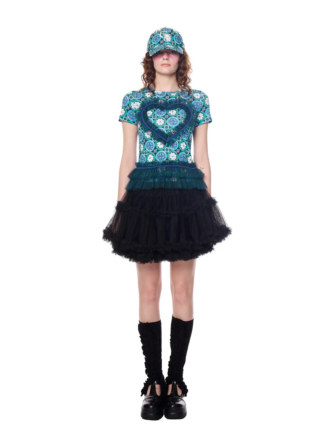 Sheer Lace Tiered Ruffle Mini Skirt