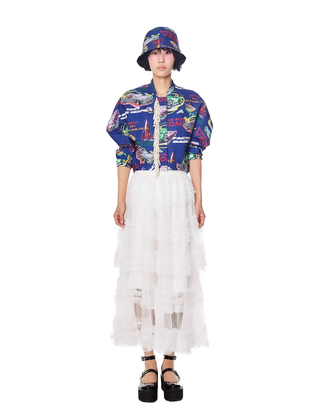 Sheer Ruffle Lace Maxi Skirt