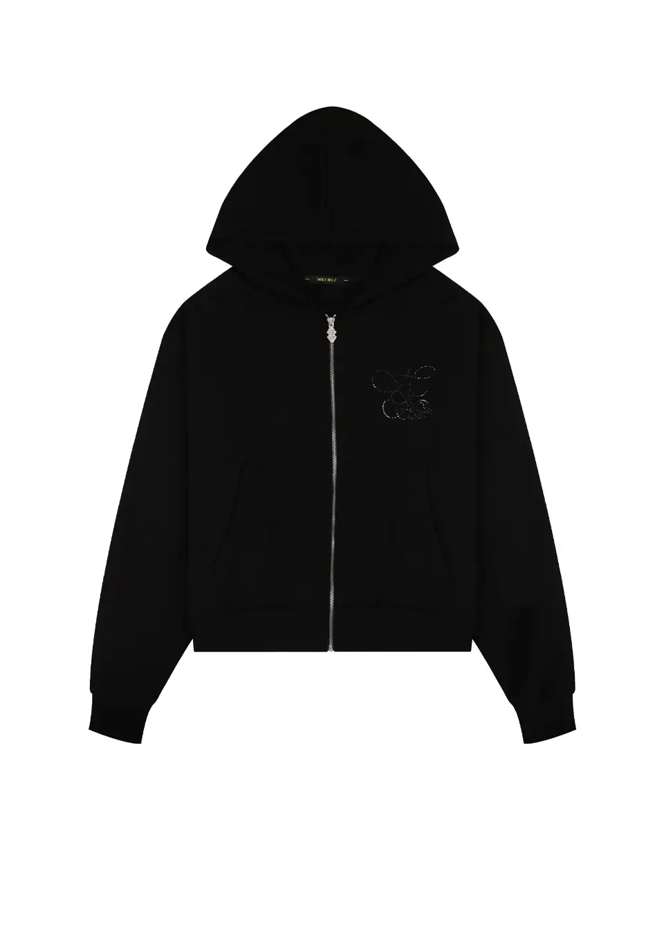 OVERFIT HIP HOP MOVE CUBIC LETTERING HOODIE ZIP-UP_BLACK